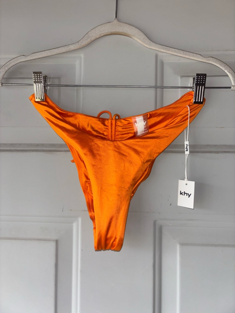 Khy orange skimpy ruched bikini bottoms size XS petite